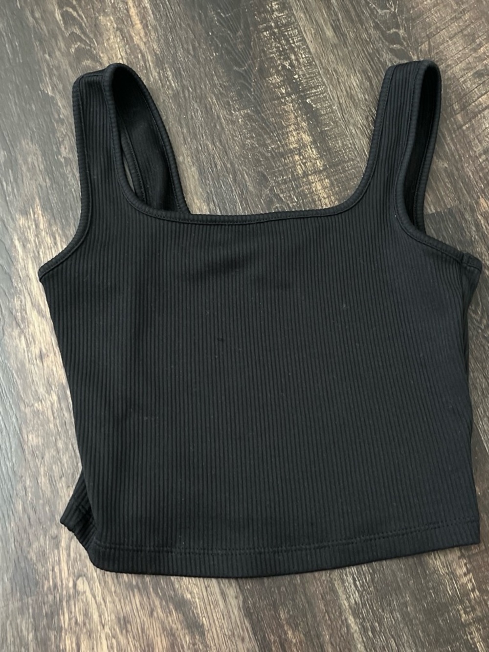 wild fable Black Ribbed Square-Neck Crop Tank